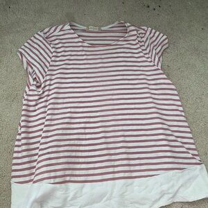 Altar'd State Pink and White Boxy Short Sleeve Tee